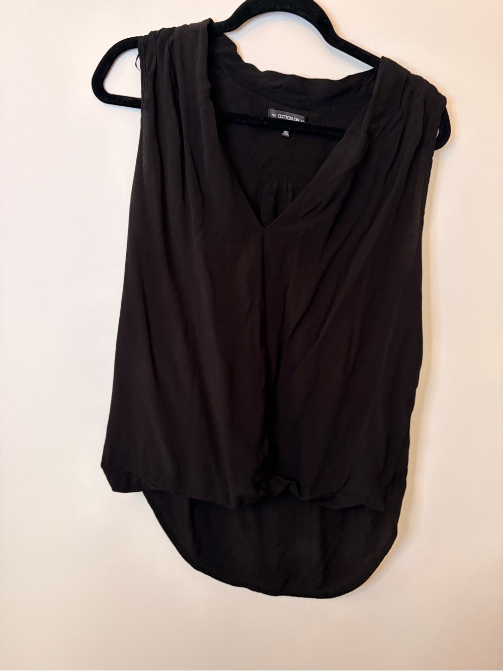 Cotton On Black V-Neck Sleeveless wrap style blouse